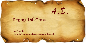 Argay Dénes névjegykártya